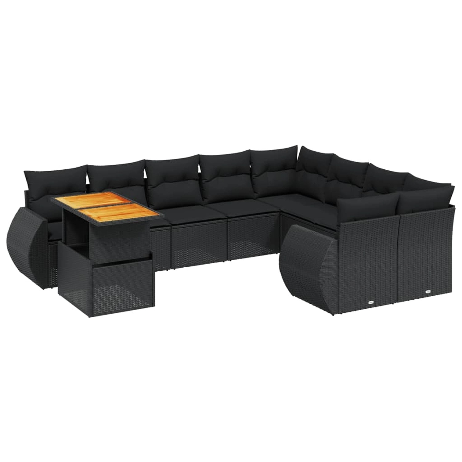 vidaXL 10-Tlg Garten-Sofagarnitur mit Kissen Schwarz Poly Rattan 3272357 günstig online kaufen
