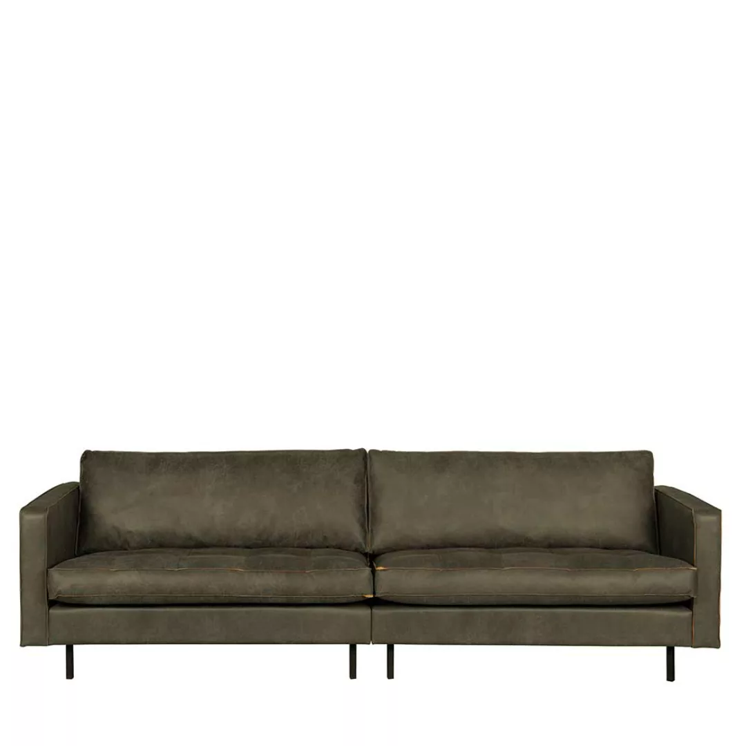 Sitzsofa in Olivgrün Recyclingleder Retro Design günstig online kaufen