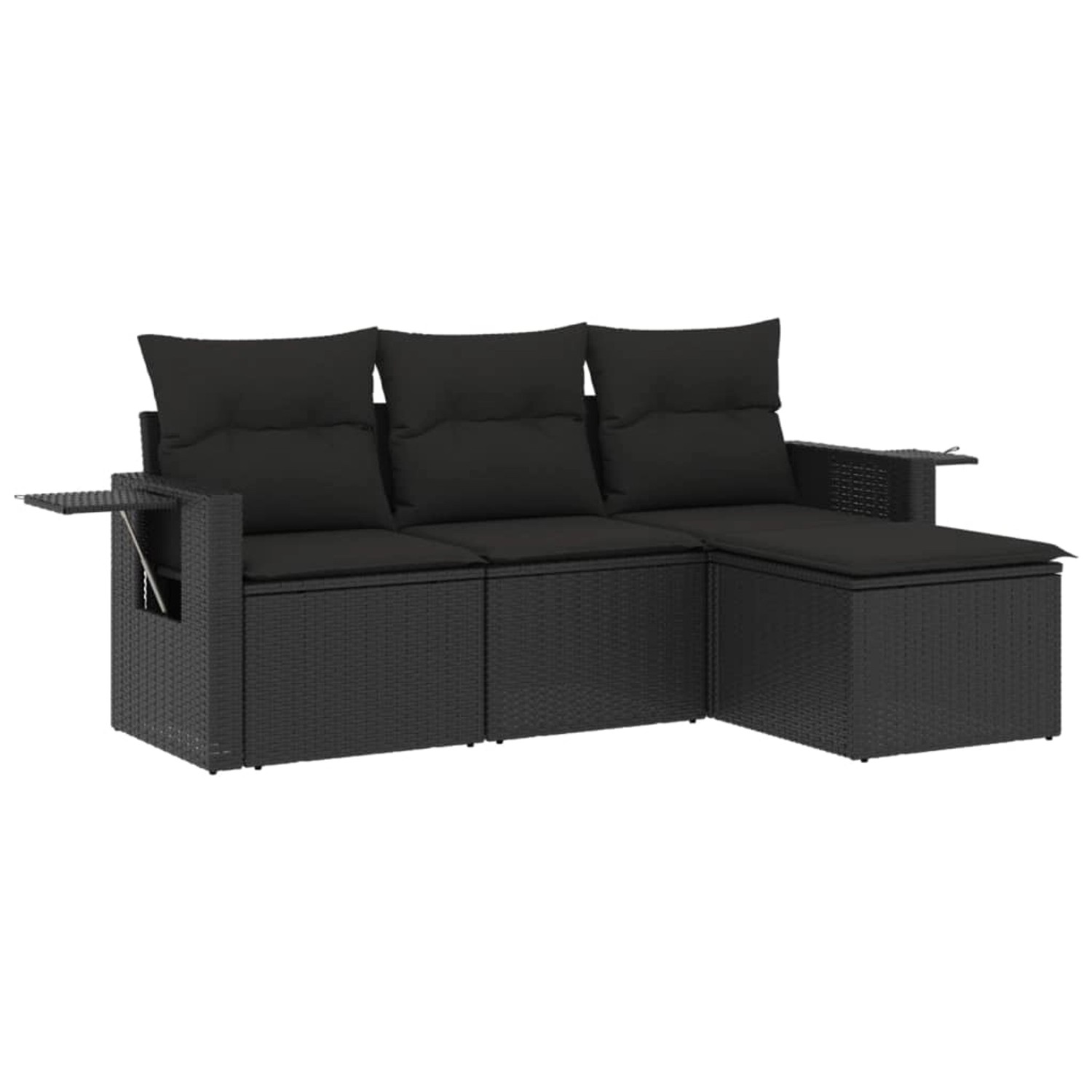 vidaXL 4-tlg Garten-Sofagarnitur mit Kissen Schwarz Poly Rattan Modell 60 günstig online kaufen