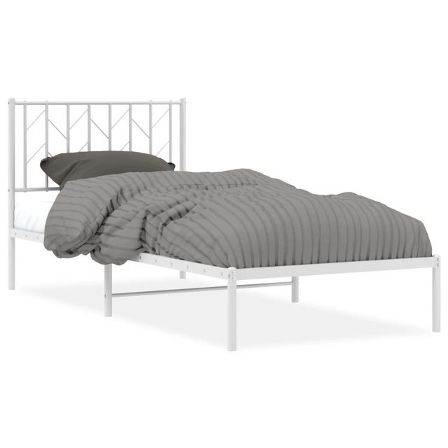 vidaXL Bett Bettgestell mit Kopfteil Metall Weiß 90x200 cm günstig online kaufen