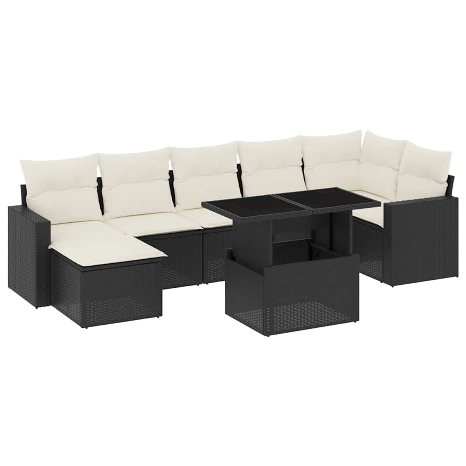 vidaXL 8-Tlg Garten-Sofagarnitur mit Kissen Schwarz Poly Rattan 3267426 günstig online kaufen