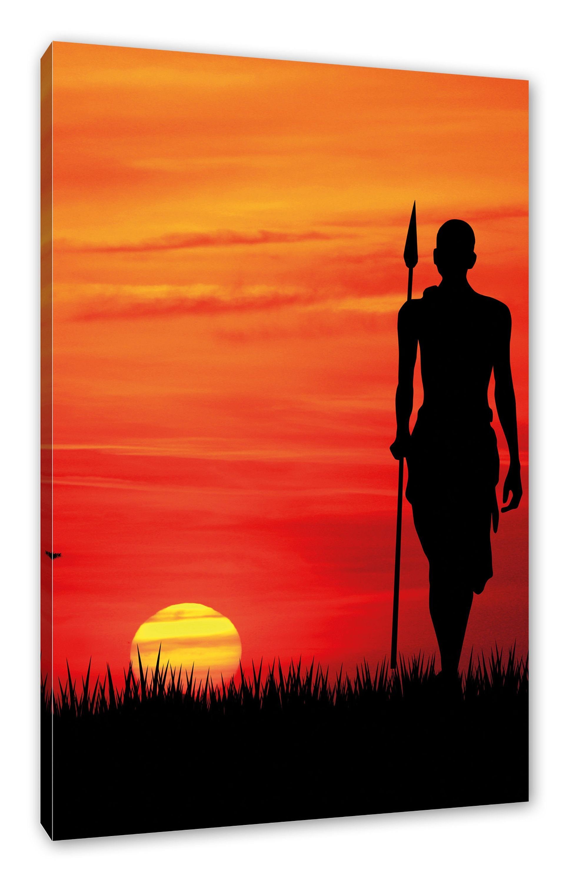 Pixxprint Leinwandbild Roter Sonnenuntergang in Afrika, günstig online kaufen
