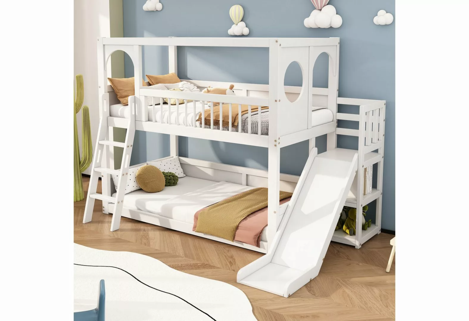 KoDise Etagenbett Kinderbett 90*200 Doppelbett mit Regalen und Rutsche,Dopp günstig online kaufen