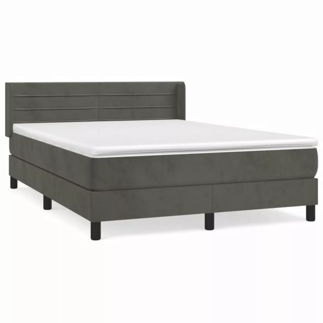 furnicato Bett Boxspringbett mit Matratze Dunkelgrau 140x200 cm Samt (1-tlg günstig online kaufen