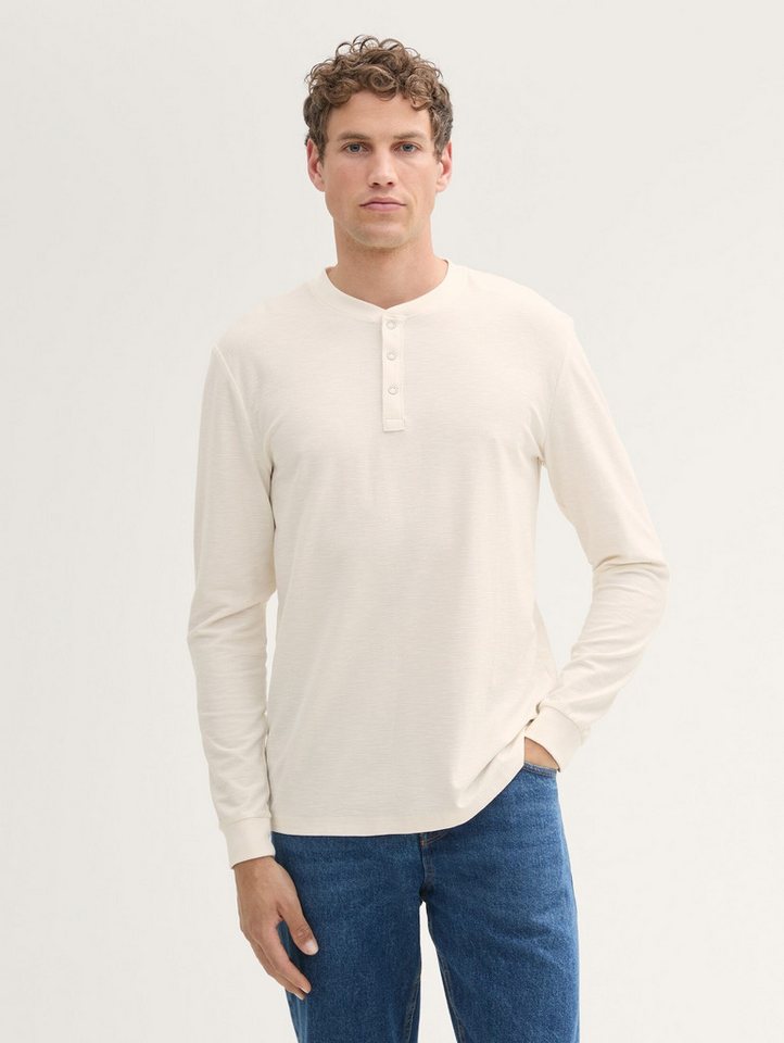 TOM TAILOR Denim T-Shirt Henley Langarmshirt mit Struktur günstig online kaufen