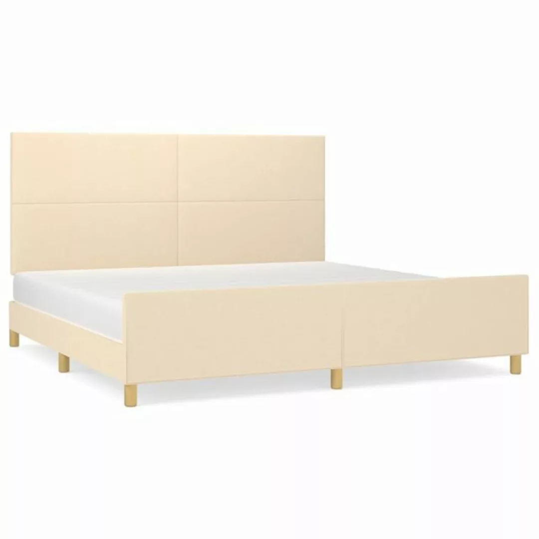 vidaXL Bettgestell Bettrahmen mit Kopfteil Creme 200x200 cm Stoff Bett Bett günstig online kaufen