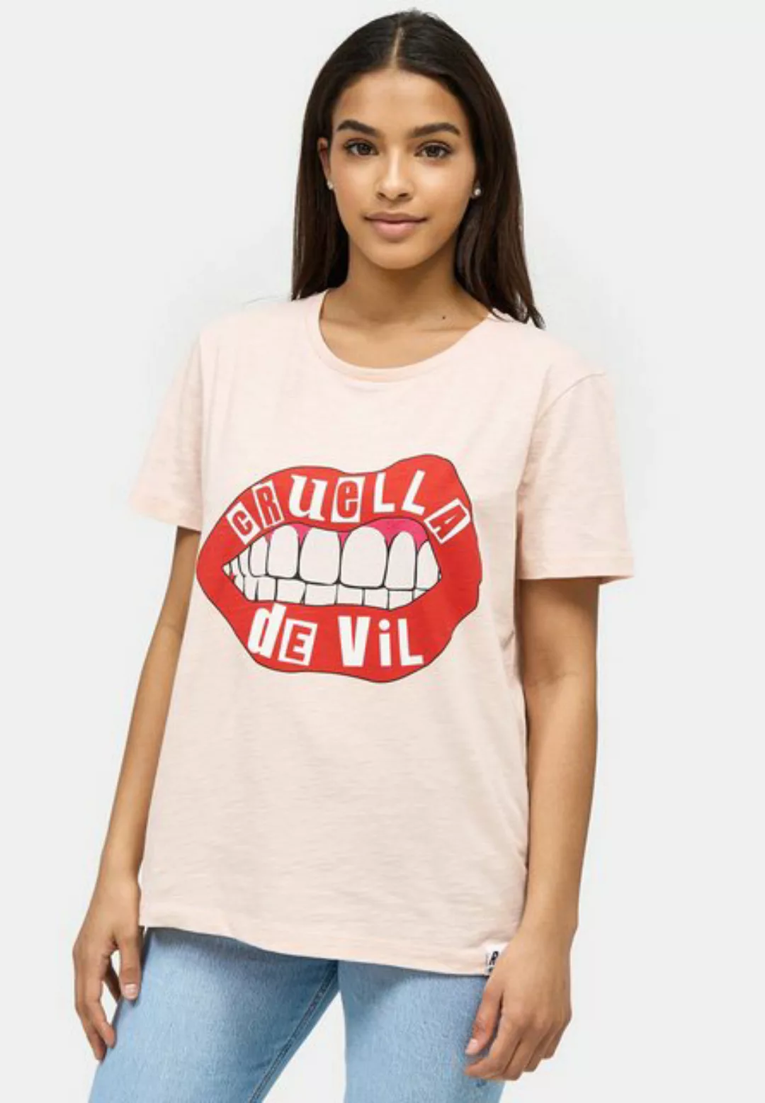 Recovered T-Shirt Cruella Devil Lips GOTS zertifizierte Bio-Baumwolle günstig online kaufen