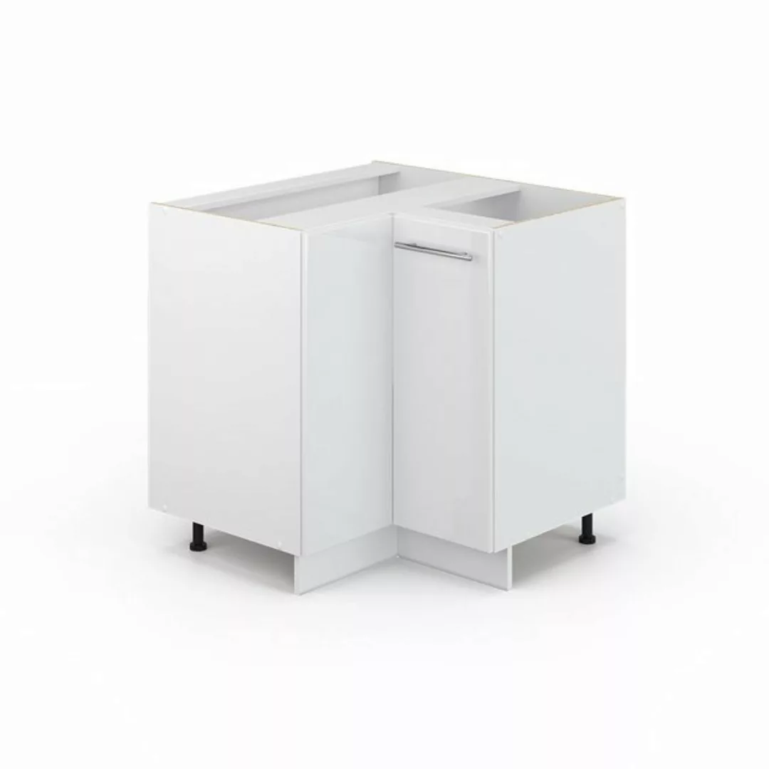 Livinity® Eckunterschrank Fame-Line, Weiß Hochglanz/Weiß, 80.5 cm, AP Eiche günstig online kaufen