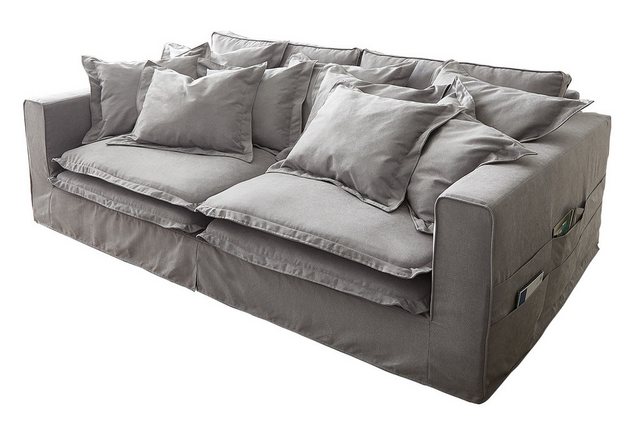 DELIFE Big-Sofa Noelia, Grau 240x145 cm mit Kissen Hussensofa günstig online kaufen