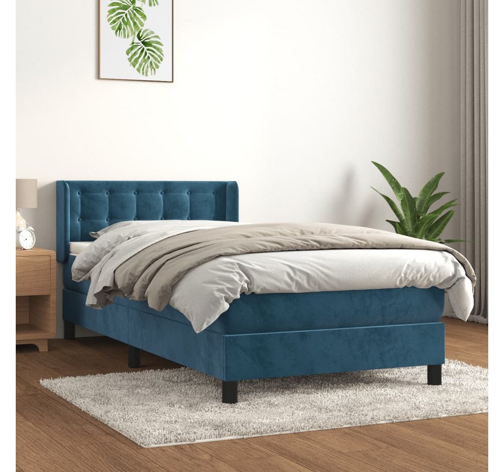 vidaXL Boxspringbett mit Matratze Dunkelblau 90x200 cm Samt1376763 günstig online kaufen