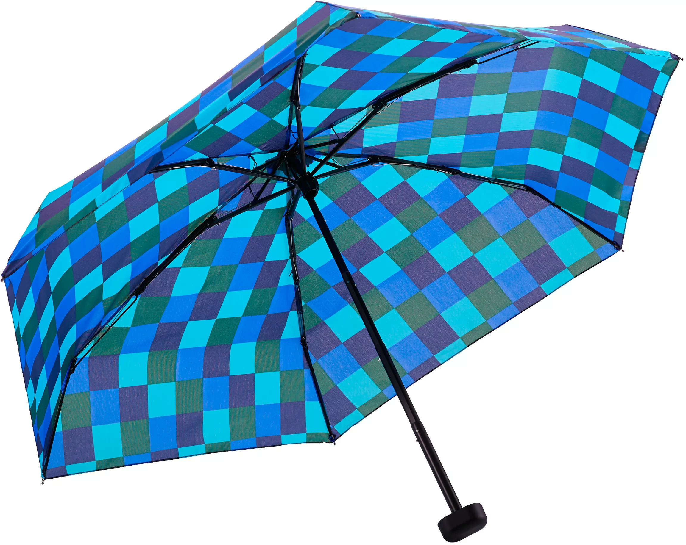 EuroSCHIRM Taschenregenschirm "Dainty, Karo blau grün", kariert, besonders günstig online kaufen