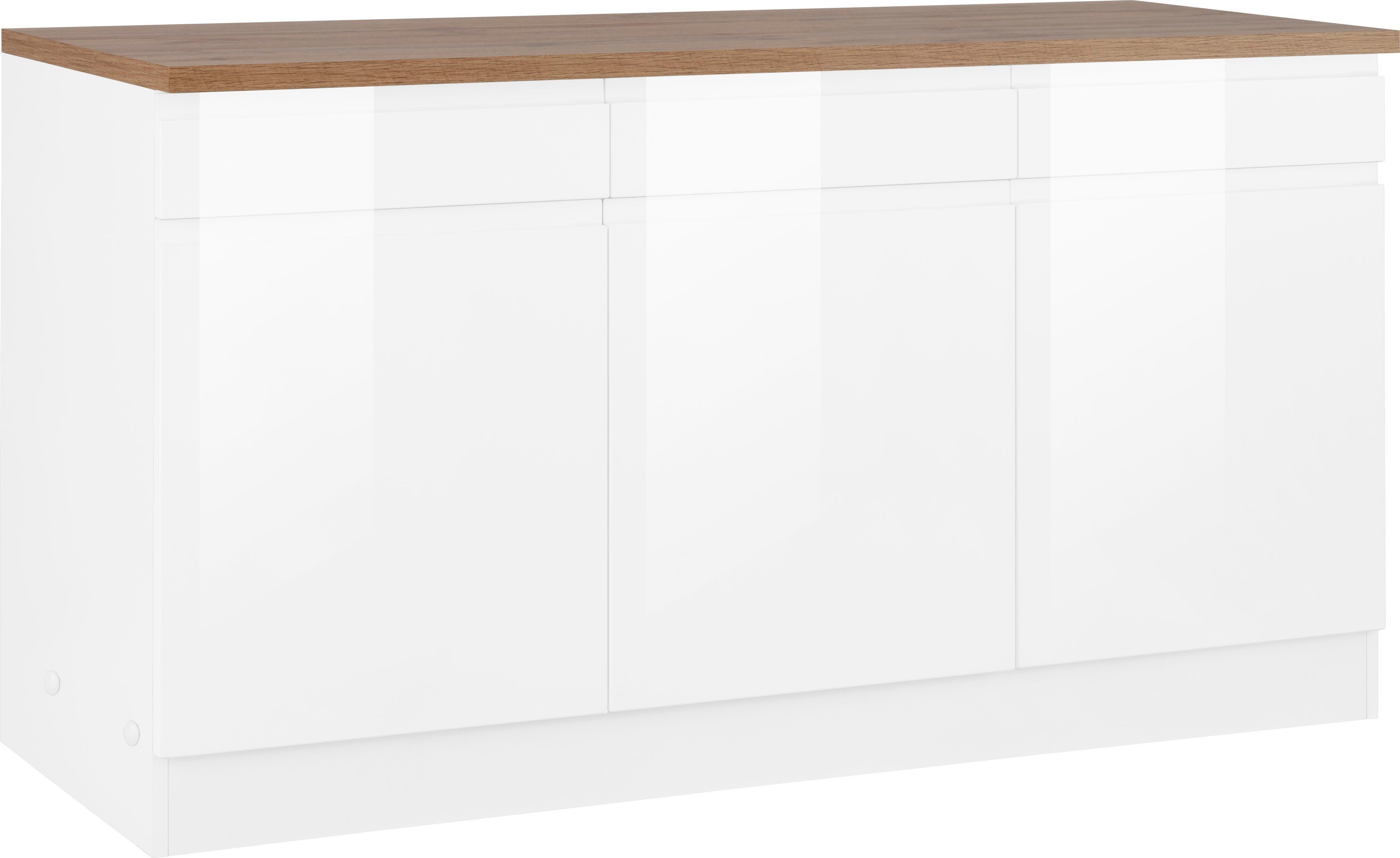 KOCHSTATION Unterschrank "KS-Virginia", 85 cm hoch, 150 cm breit, 3 Schubla günstig online kaufen