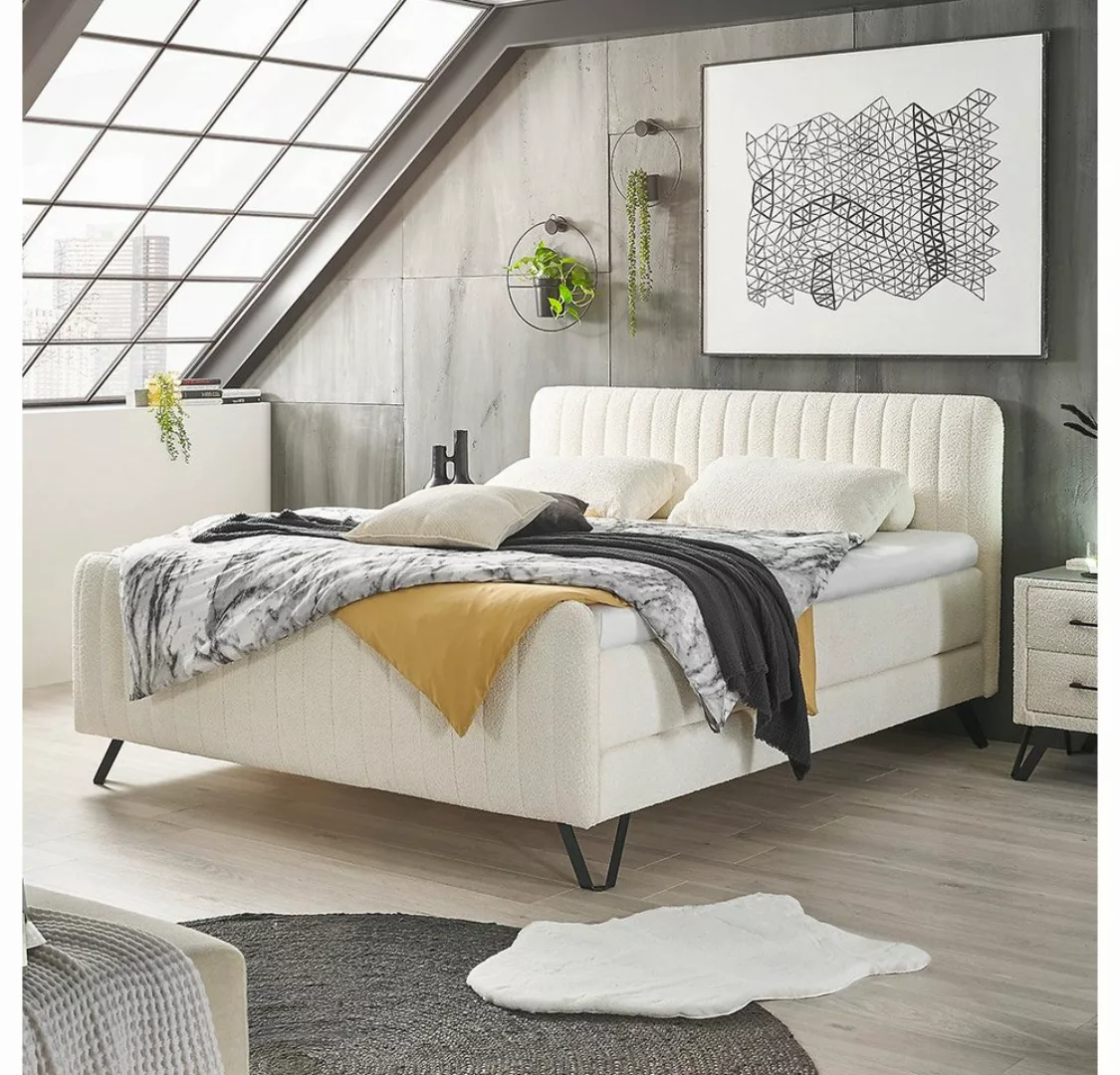 Lomadox Boxspringbett CANBERRA-09, 180x200cm, H2, cremefarben, mit Kaltscha günstig online kaufen