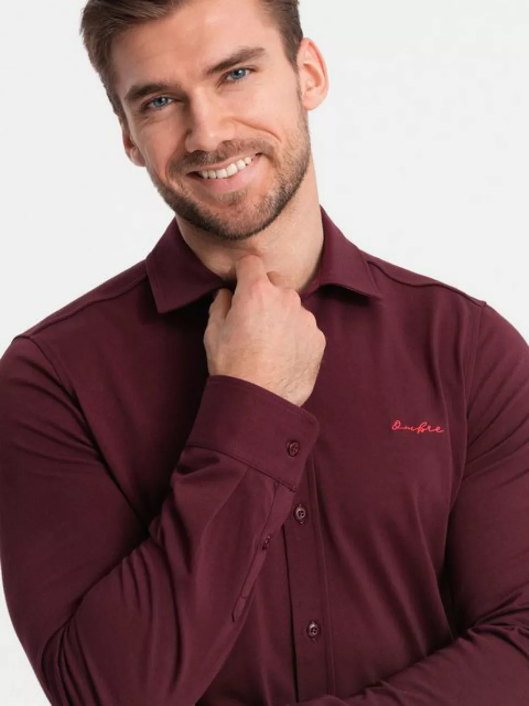 OMBRE Langarmhemd Herren-Shirt aus Baumwolle REGULAR stricken Single-Jersey günstig online kaufen