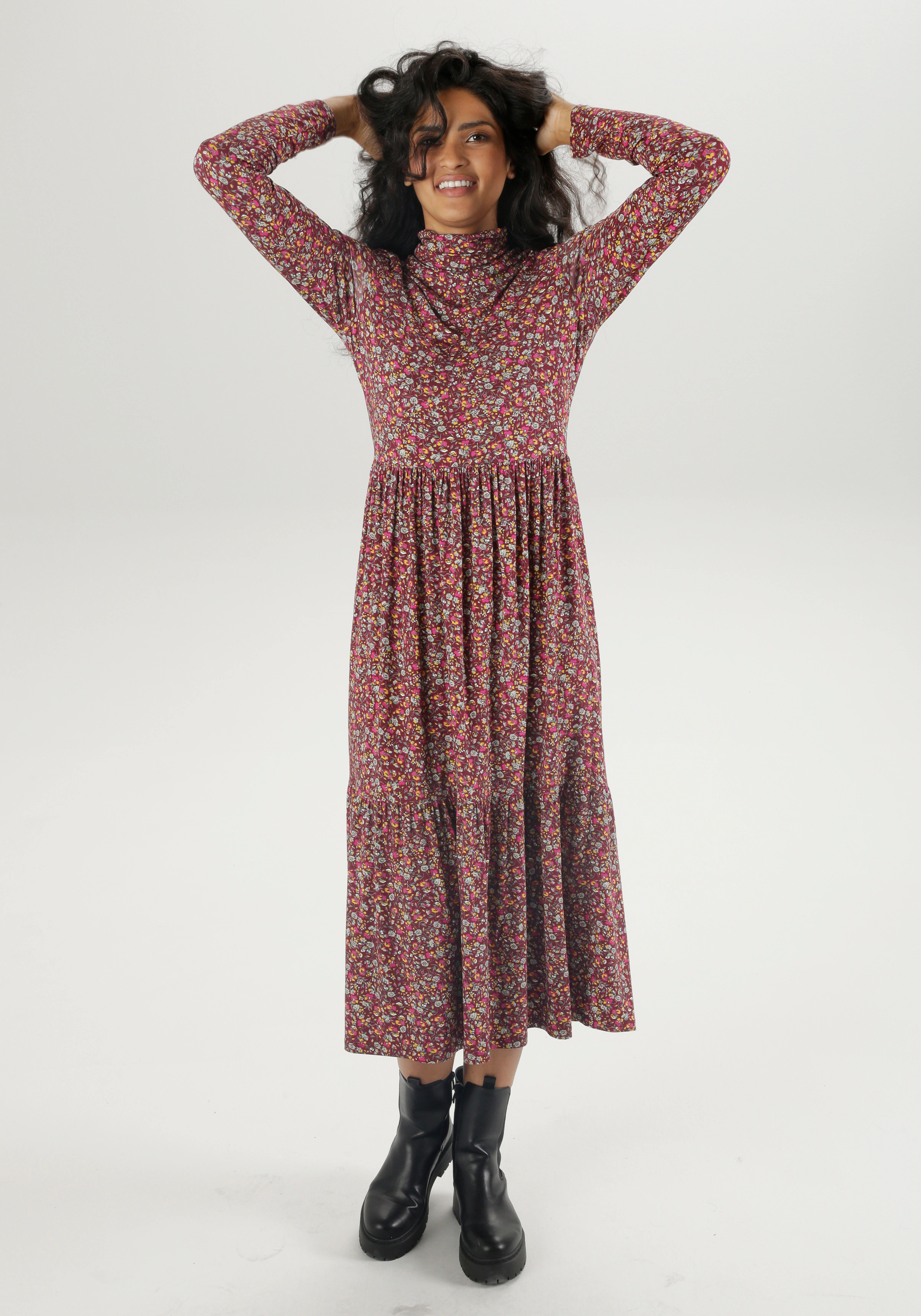Aniston CASUAL Jerseykleid, mit farbharmonischen Blümchen bedruckt - NEUE K günstig online kaufen