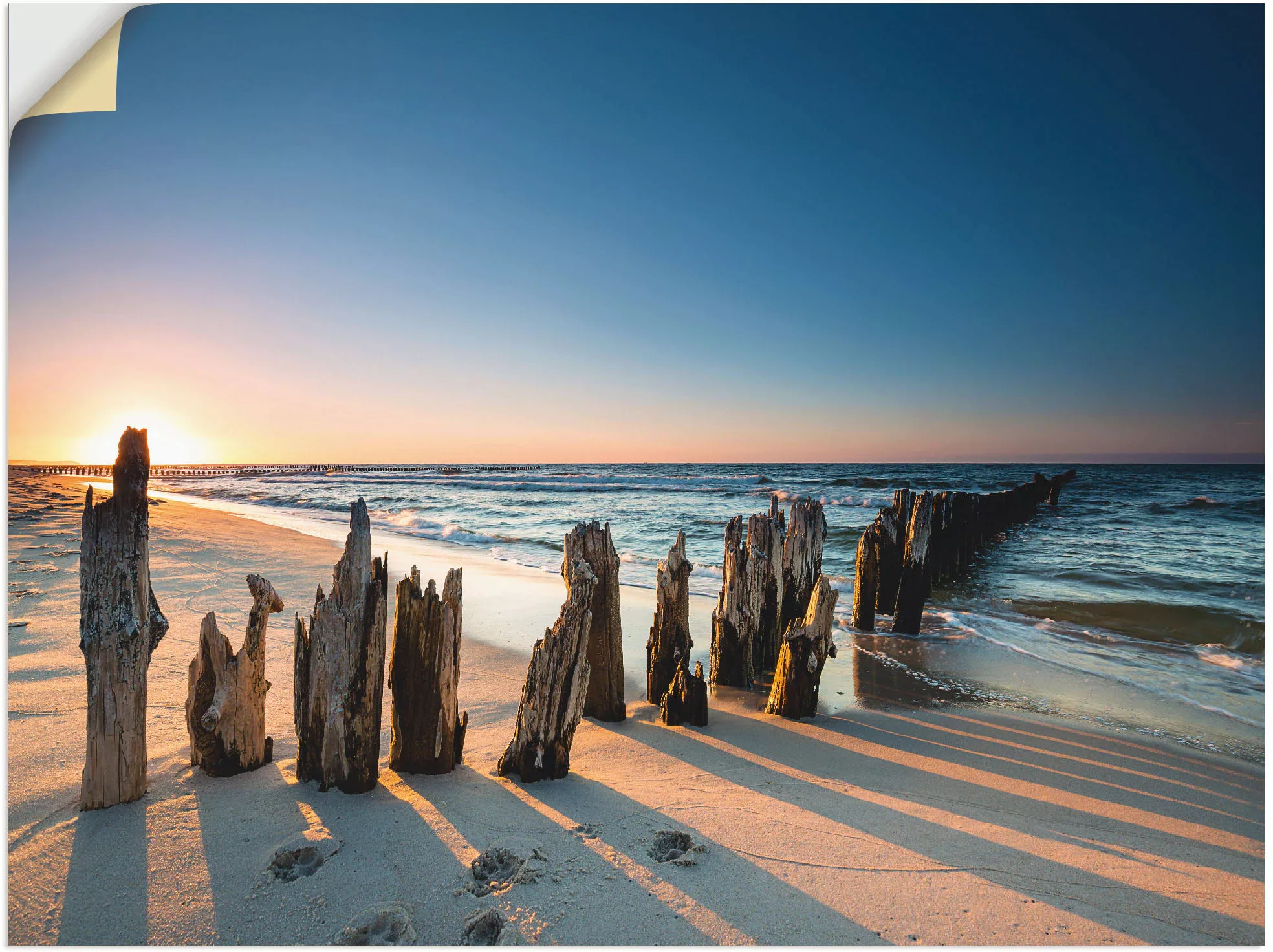 Artland Wandbild »Sonnenuntergang Strand Wellenbrecher«, Meer Bilder, (1 St günstig online kaufen