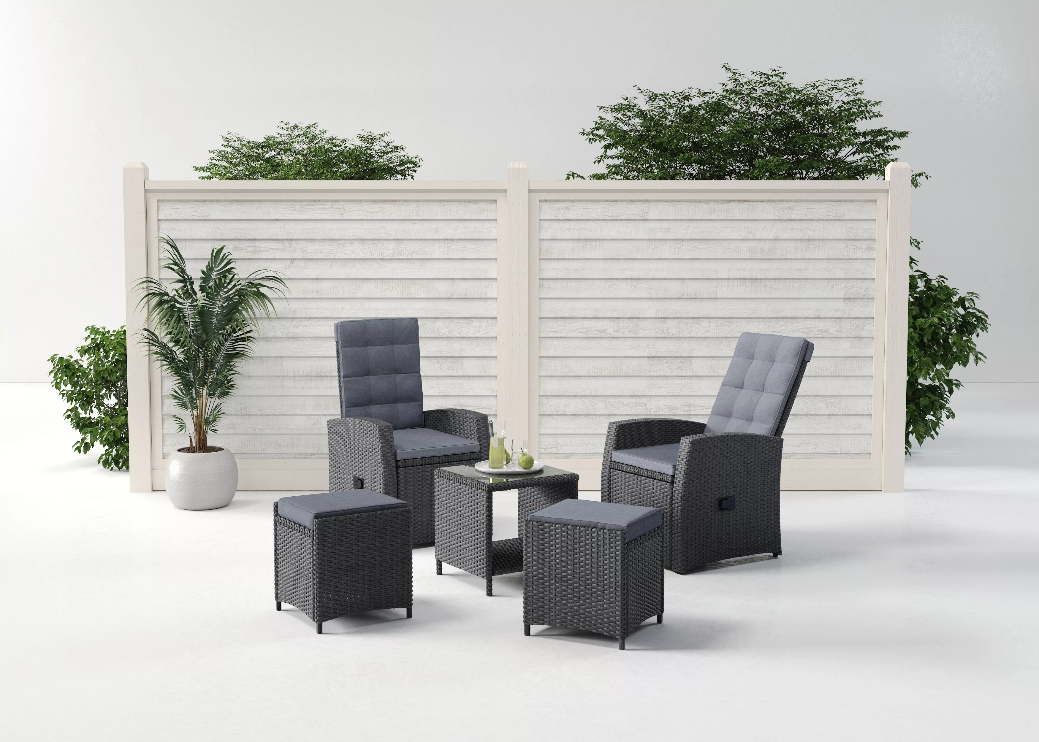 KONIFERA Gartenlounge-Set "Paris", (Set, 9 tlg., 2x Sessel, 2x Hocker, 1x T günstig online kaufen