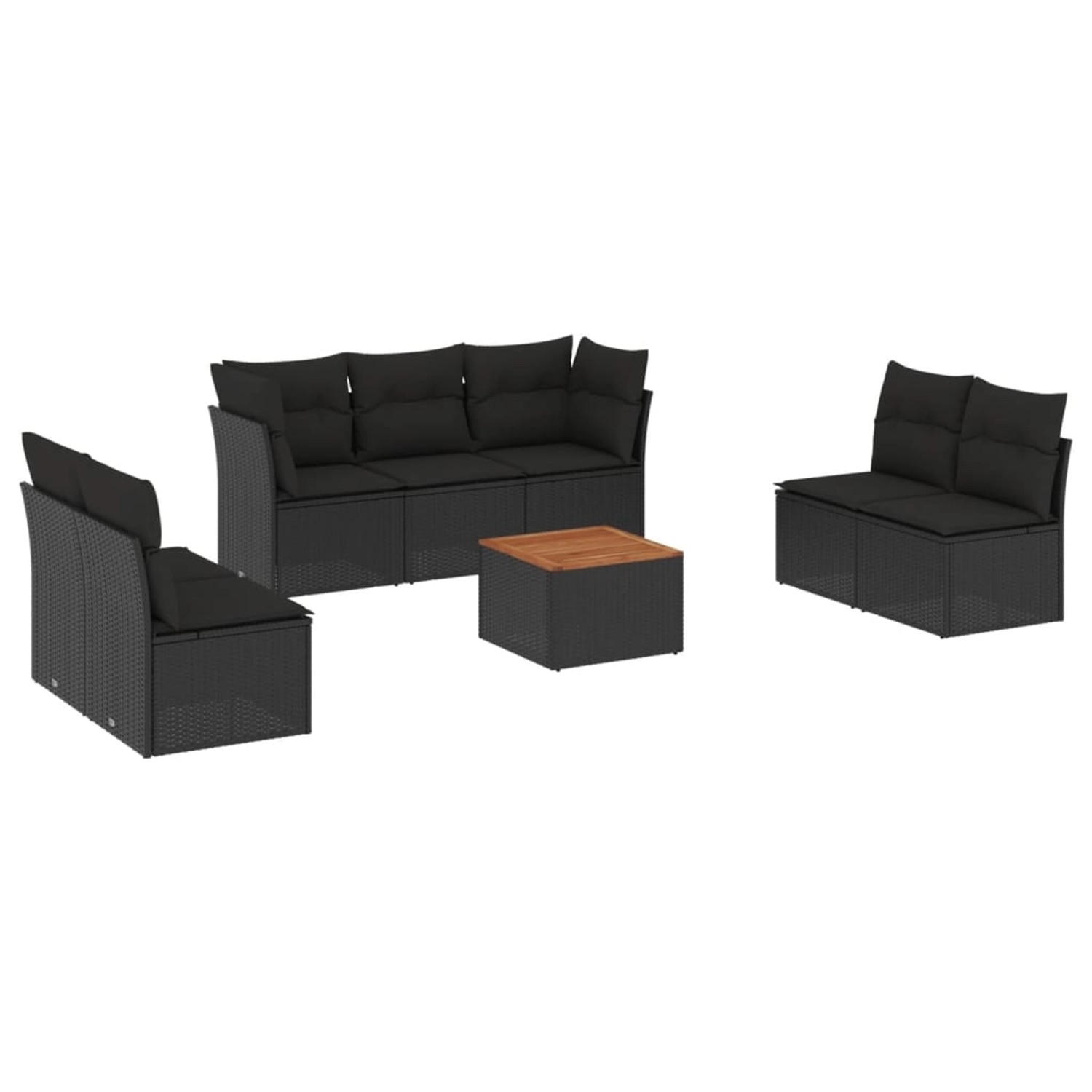 vidaXL 8-Tlg Garten-Sofagarnitur mit Kissen Schwarz Poly Rattan 3255894 günstig online kaufen
