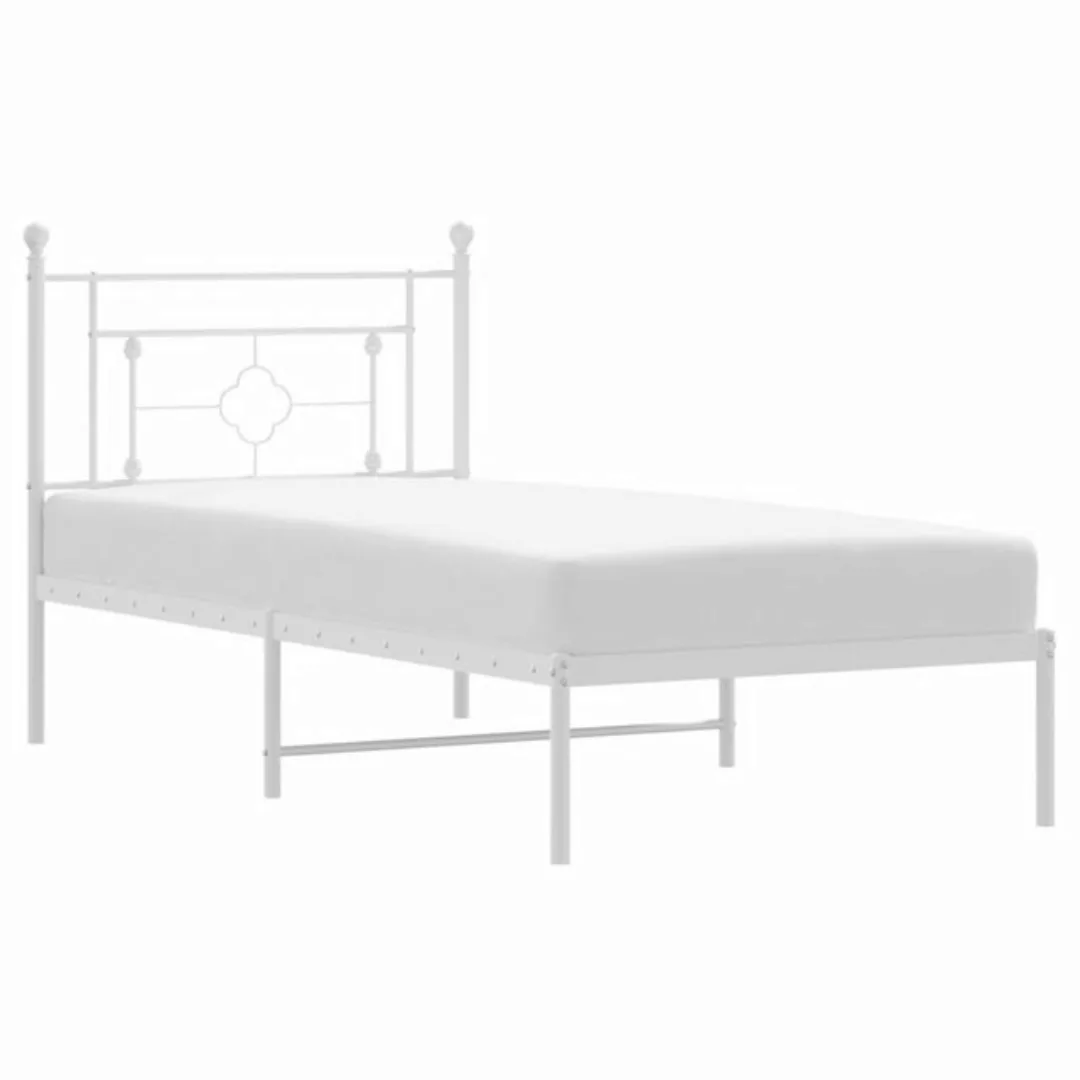 vidaXL Bettgestell Bettgestell mit Kopfteil Metall Weiß 90x200 cm Bett Bett günstig online kaufen