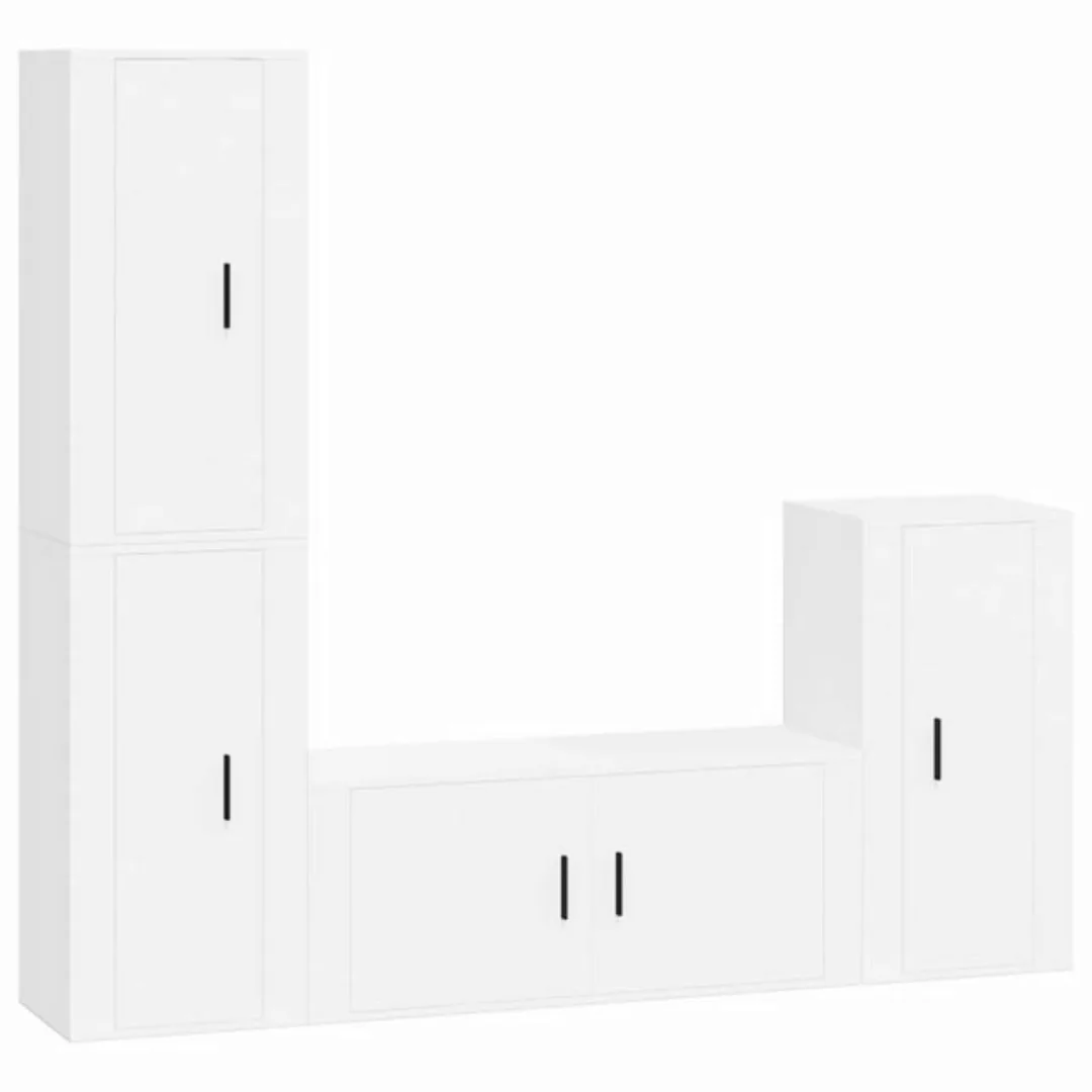 furnicato TV-Schrank 4-tlg. TV-Schrank-Set Weiß Holzwerkstoff (4-St) günstig online kaufen