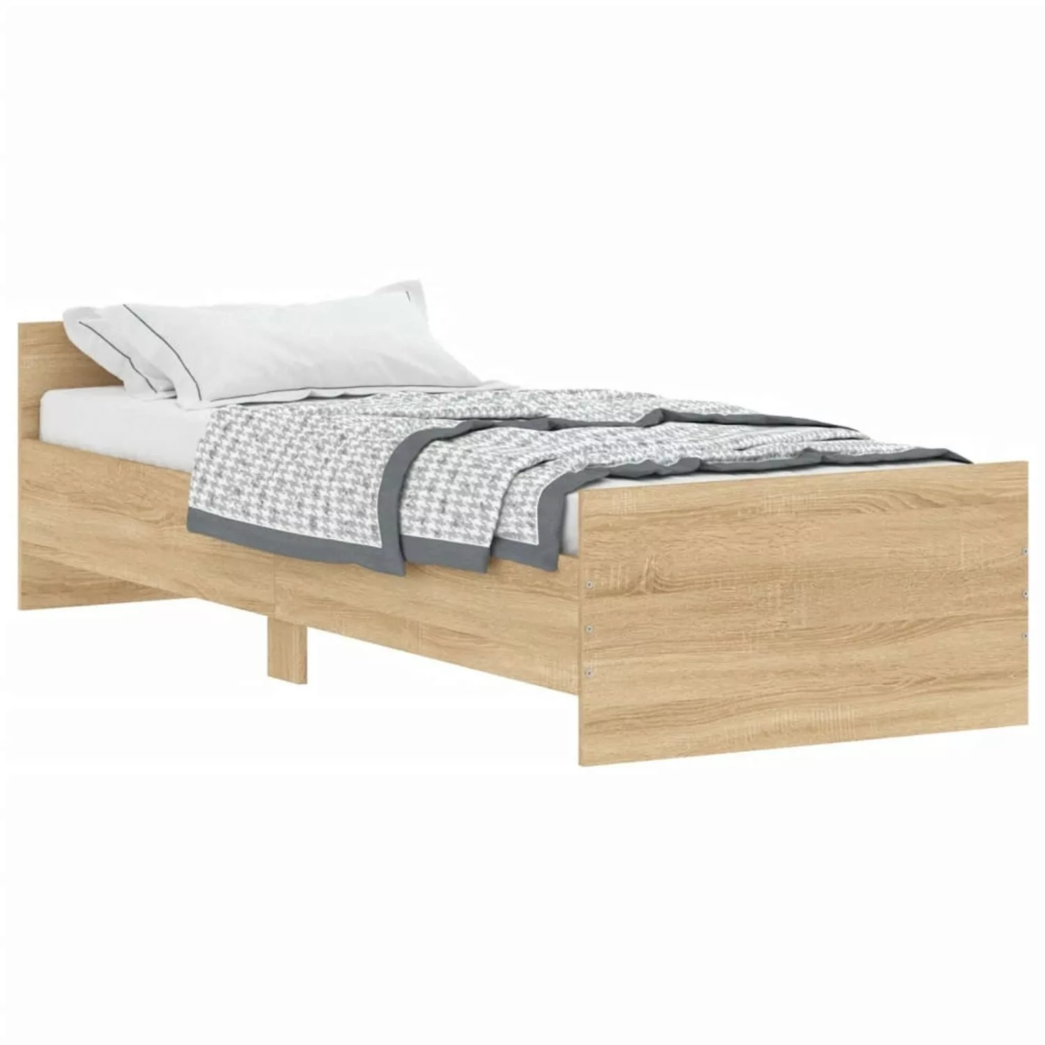 vidaXL Bettgestell, Bettrahmen Sonoma-Eiche 75x190 cm Holzwerkstoff günstig online kaufen