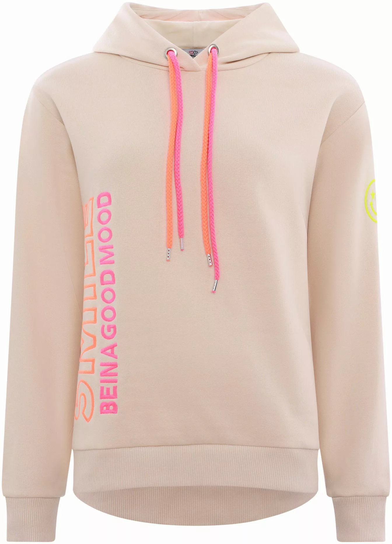 Zwillingsherz Sweatshirt mit "Positive Energy Mindset"-Aufstick in Neonfarb günstig online kaufen