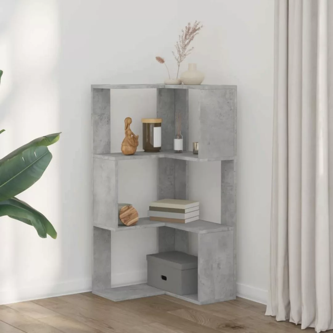 vidaXL Bücherregal Eck-Bücherregal 3 Böden Betongrau günstig online kaufen