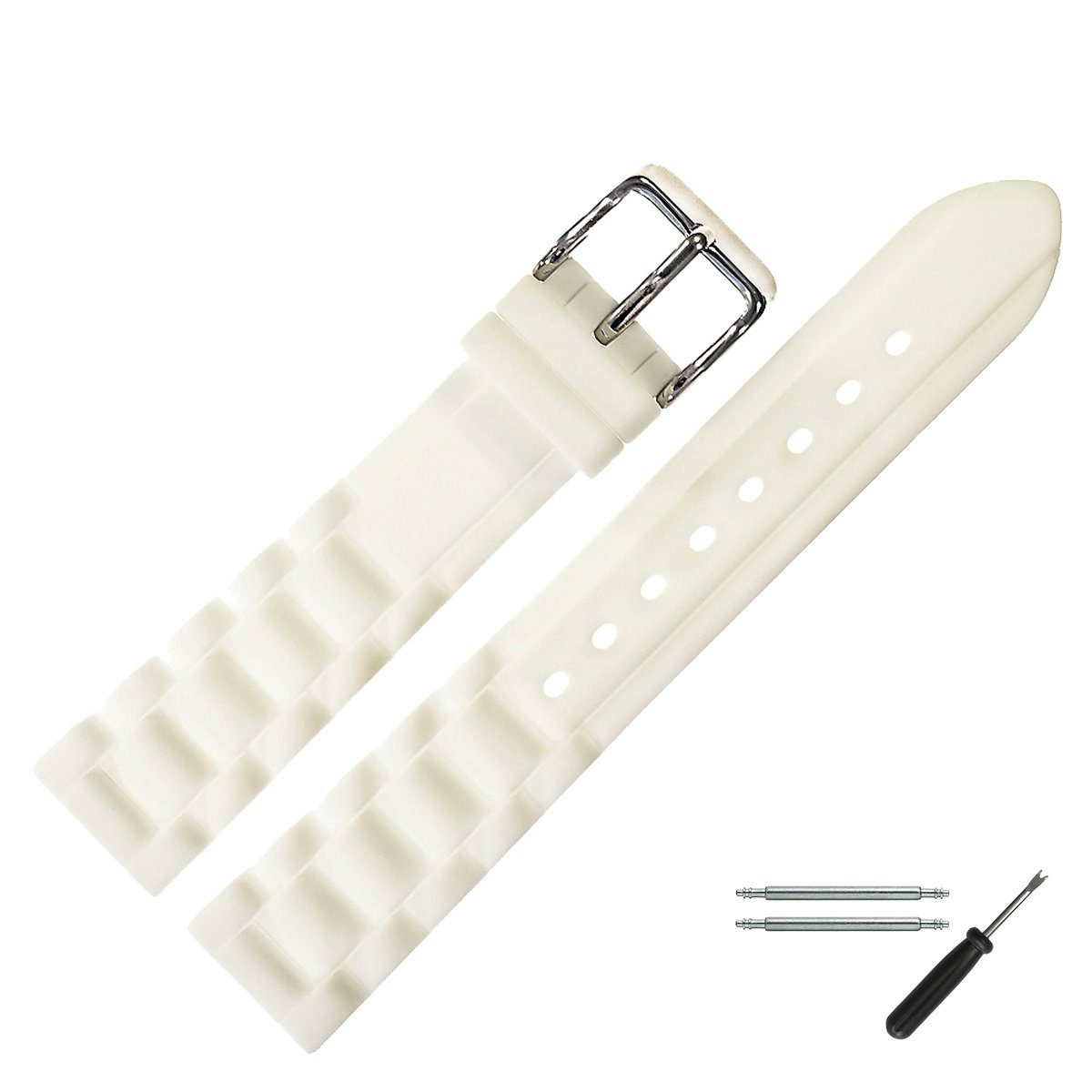 MARBURGER Uhrenarmband 18mm Kunststoff Silikon Weiss günstig online kaufen