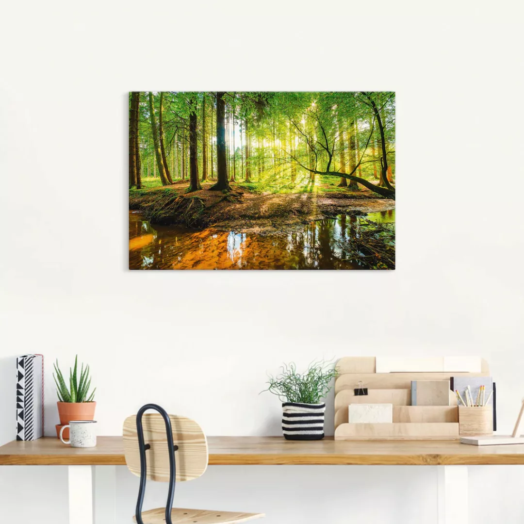 Artland Wandbild "Wald mit Bach", Wald, (1 St.), als Alubild, Outdoorbild, günstig online kaufen