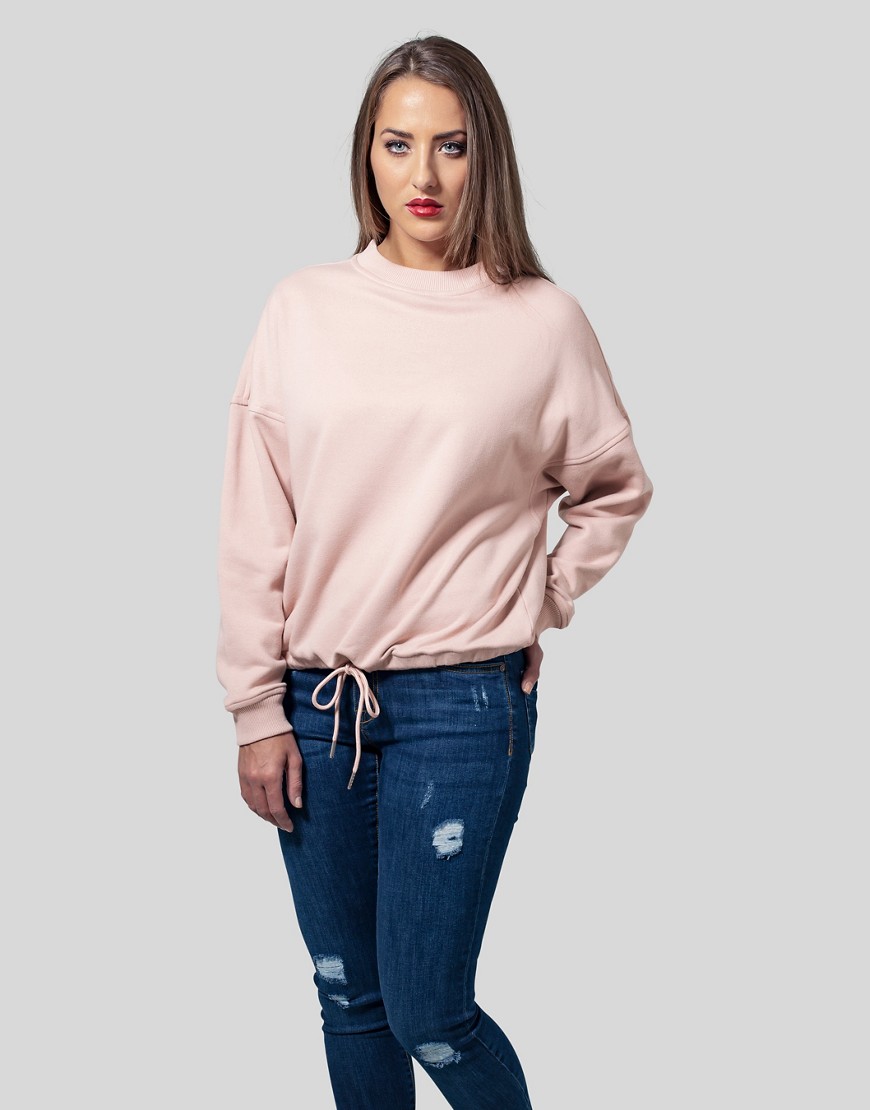 Urban Classics – Oversize-Sweatshirt mit Rundhalsausschnitt in Rose-Rosa günstig online kaufen