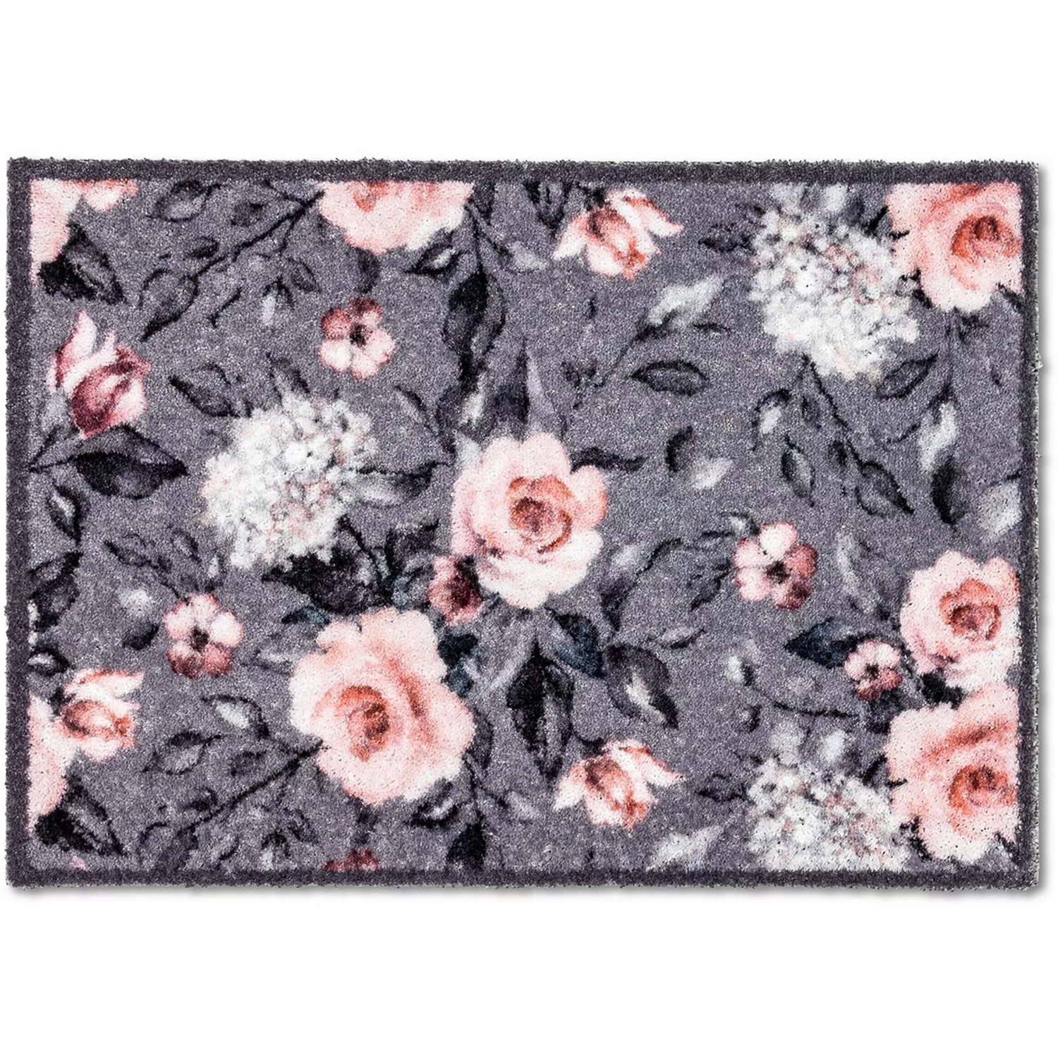 Astra Sauberlaufmatte Pure und Soft 50 cm x 70 cm Blumen Grau-Rosa günstig online kaufen