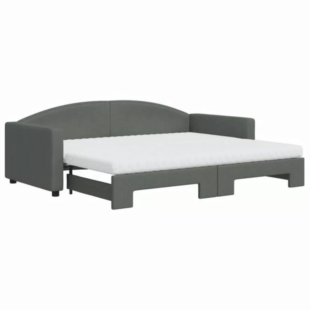 vidaXL Gästebett Tagesbett Ausziehbar mit Matratzen Dunkelgrau 90x200 cm St günstig online kaufen