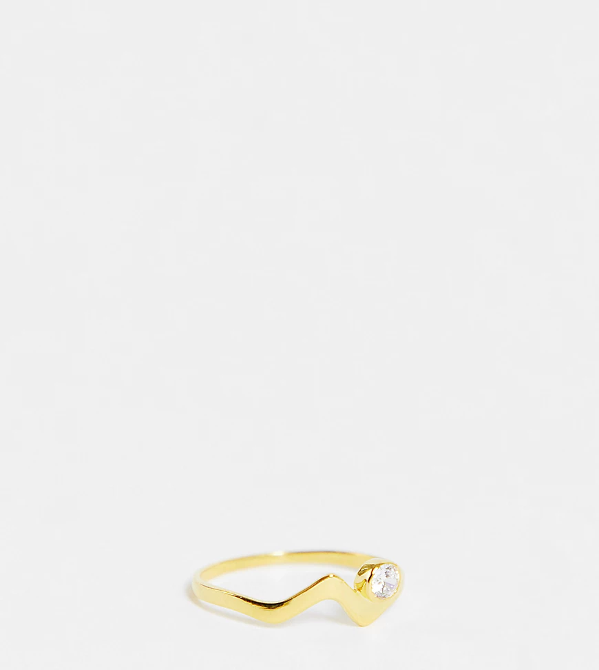 ASOS DESIGN Curve – Vergoldeter Ring aus Sterlingsilber mit Zierstein-Goldf günstig online kaufen