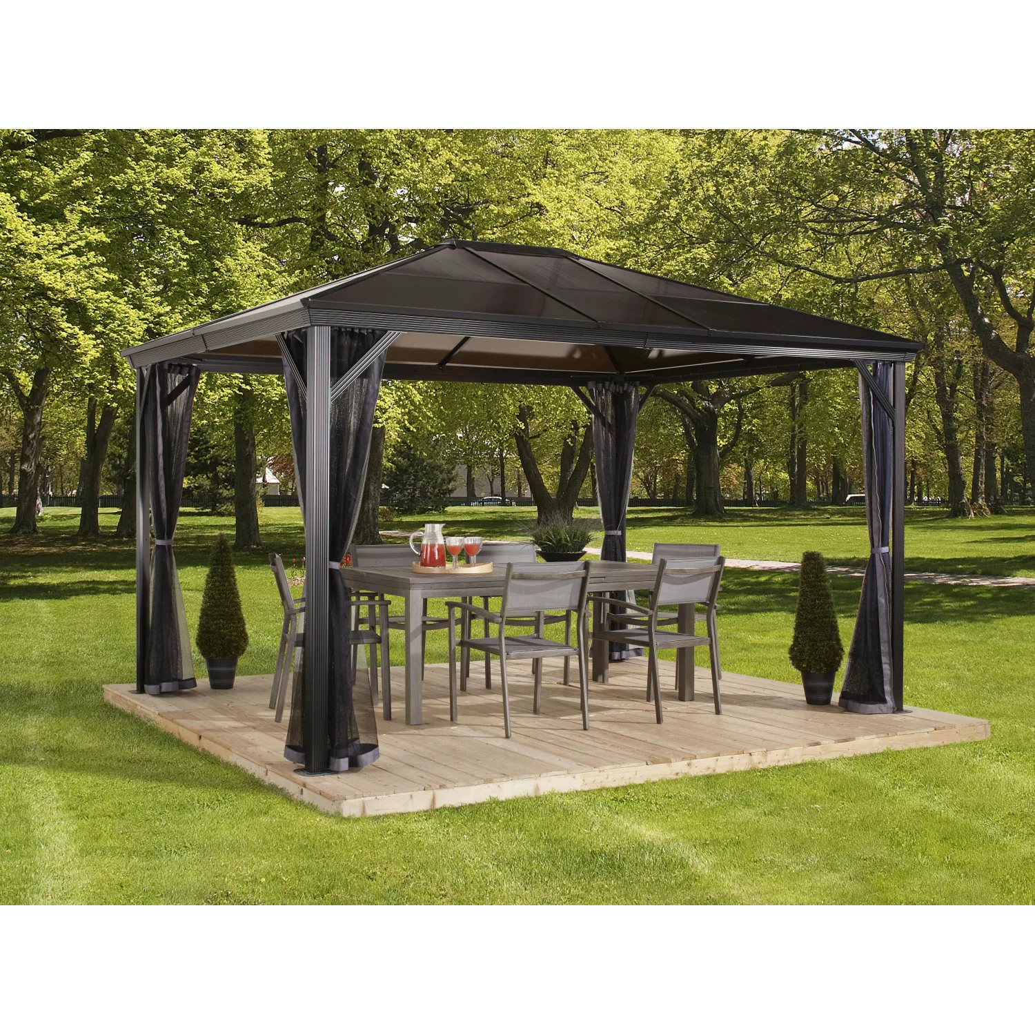 Sojag Aluminium-Pavillon Verona 10 x 14 Anthrazit 423 cm x 298 cm x 261 cm günstig online kaufen