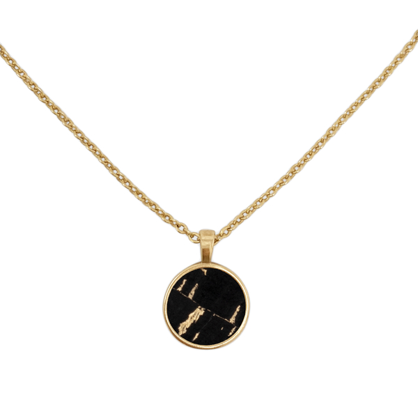 Kurze Halskette Gold Mit Kork | 18k Vergoldet | Kettenanhänger Rund günstig online kaufen