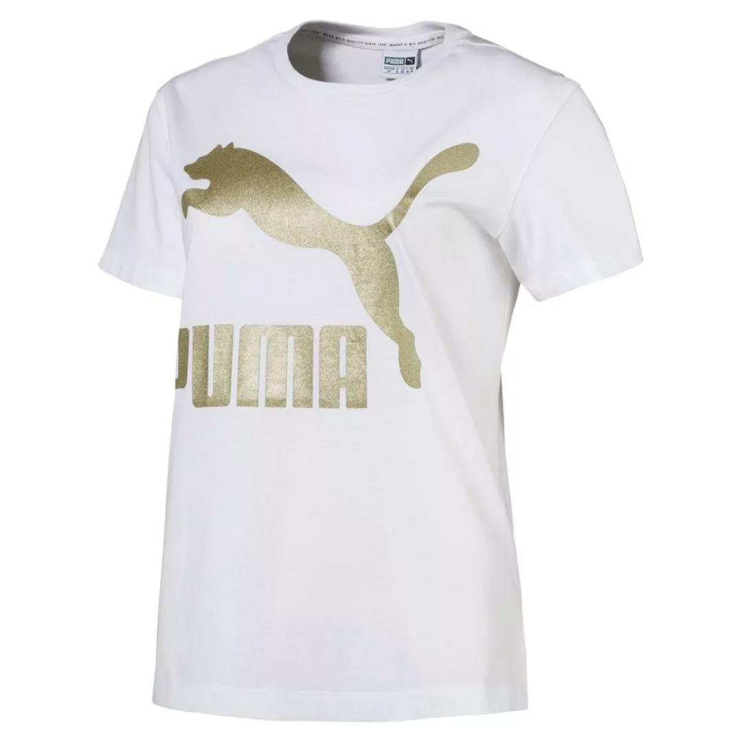 Puma Classics Logo Kurzarm T-shirt XS Puma White / Gold günstig online kaufen