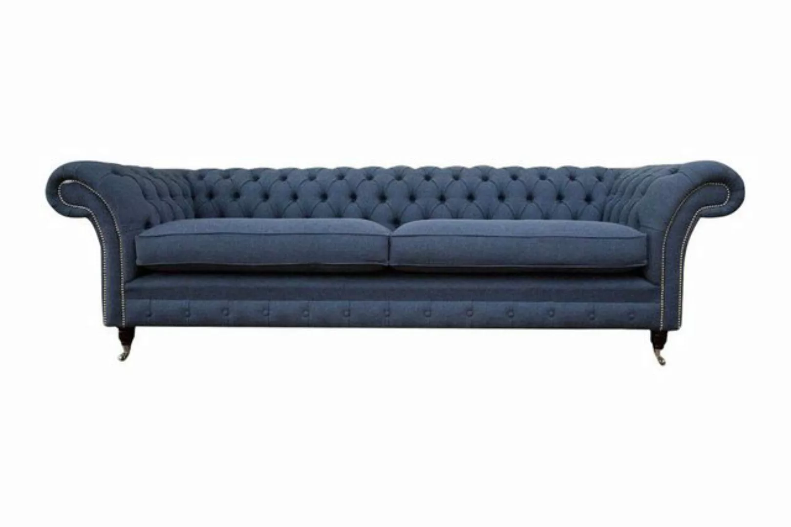 JVmoebel Sofa Design Sofa 4 Sitzer Couch Textil Polster Blau Sofas Chesterf günstig online kaufen