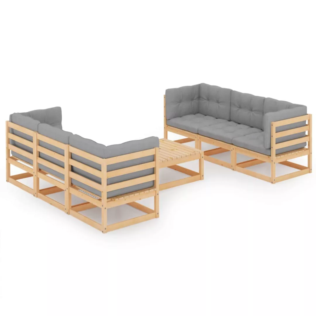 7-tlg. Garten-lounge-set Mit Kissen Kiefer Massivholz günstig online kaufen