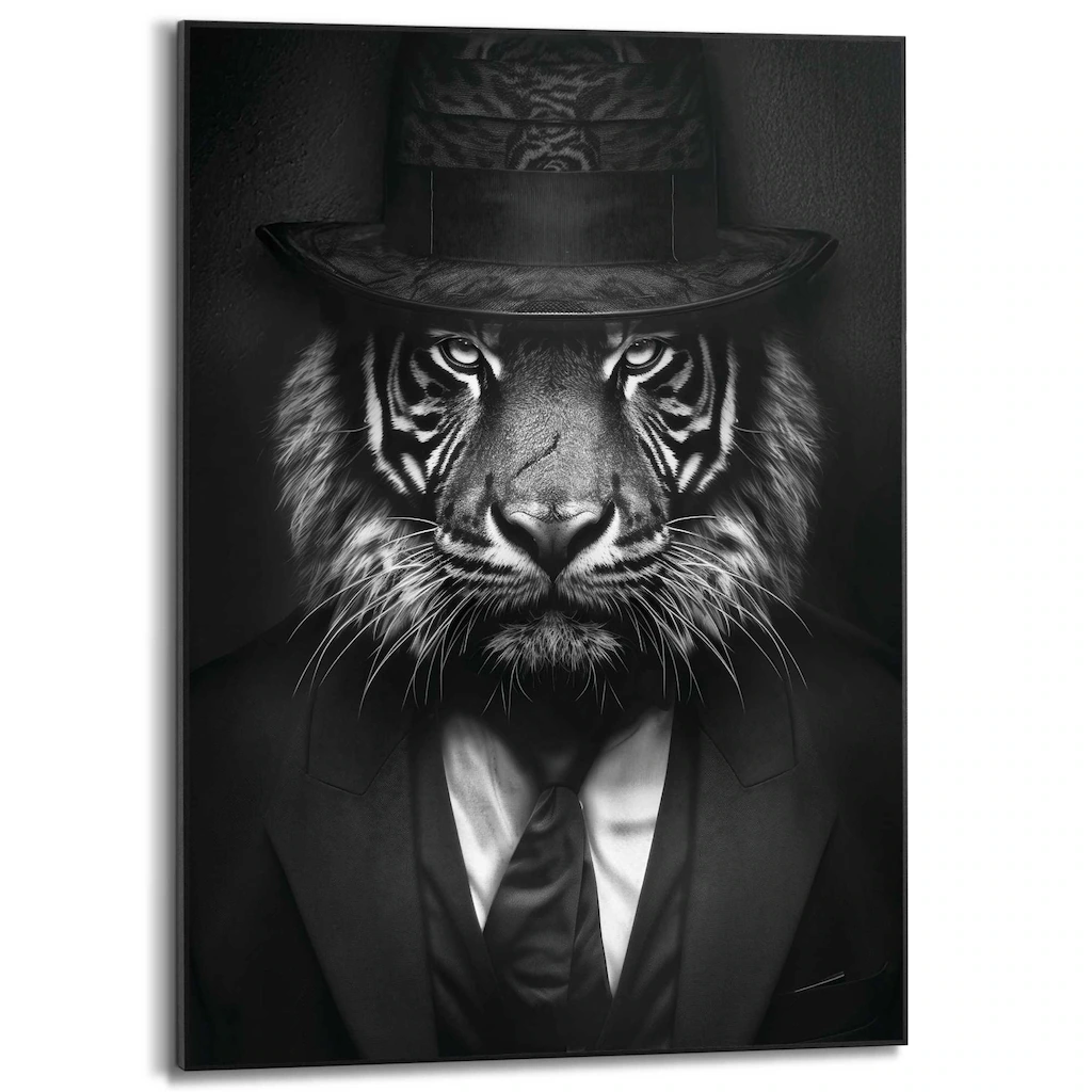 Reinders Poster "Tiger Man", Hobbyraum - Hut - Kostüm - Schwarz-Weiß - MDF günstig online kaufen