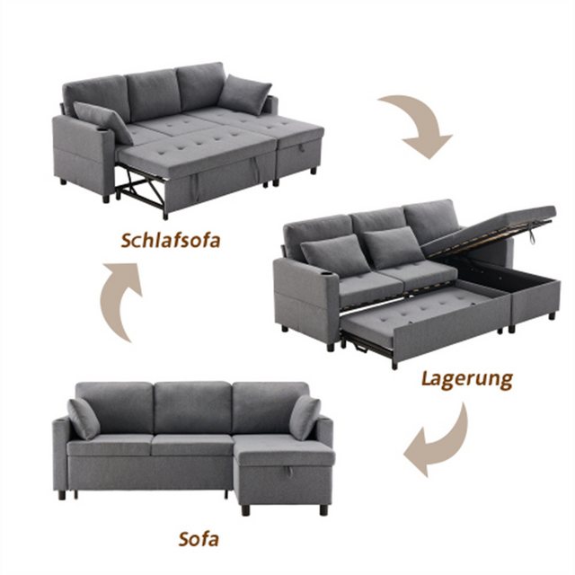 Mia&Coco Ecksofa Schlafsofa mit Schlaffunktion, L-förmiges Sofa, Polstermöb günstig online kaufen