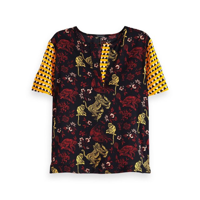 Maison Scotch T-Shirt Maison Scotch Damen Top Mixed Print Top 149795 günstig online kaufen