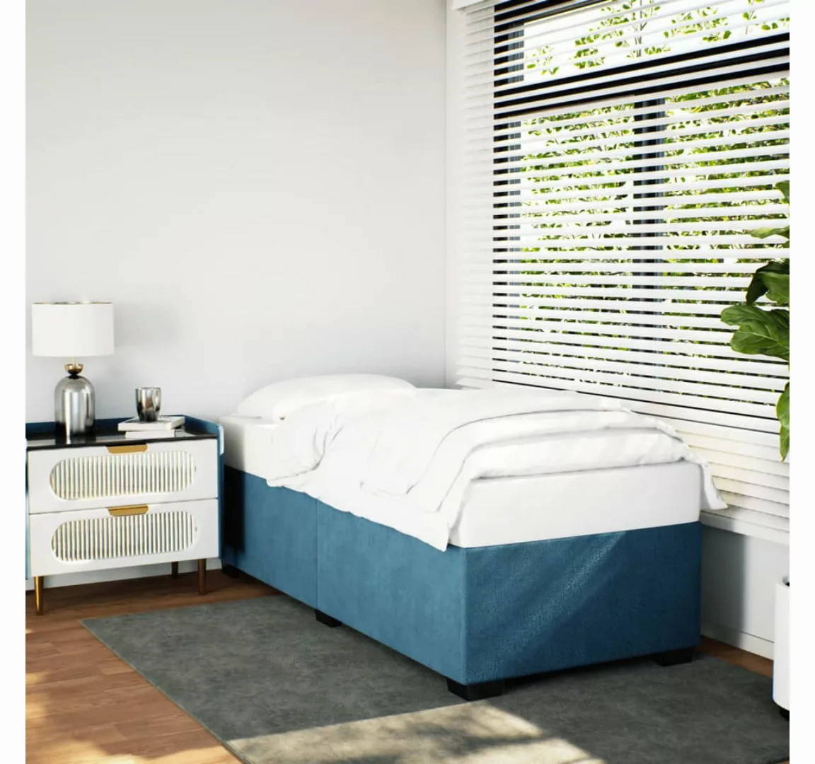 vidaXL Bett Bettgestell Blau 80x200 cm Samt günstig online kaufen