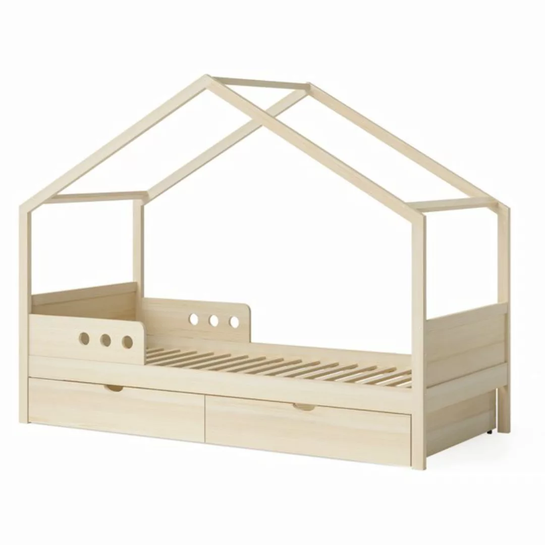 Bellabino Hausbett Bela (Kinderbett 90x200 cm, mit großer Schublade, natur) günstig online kaufen