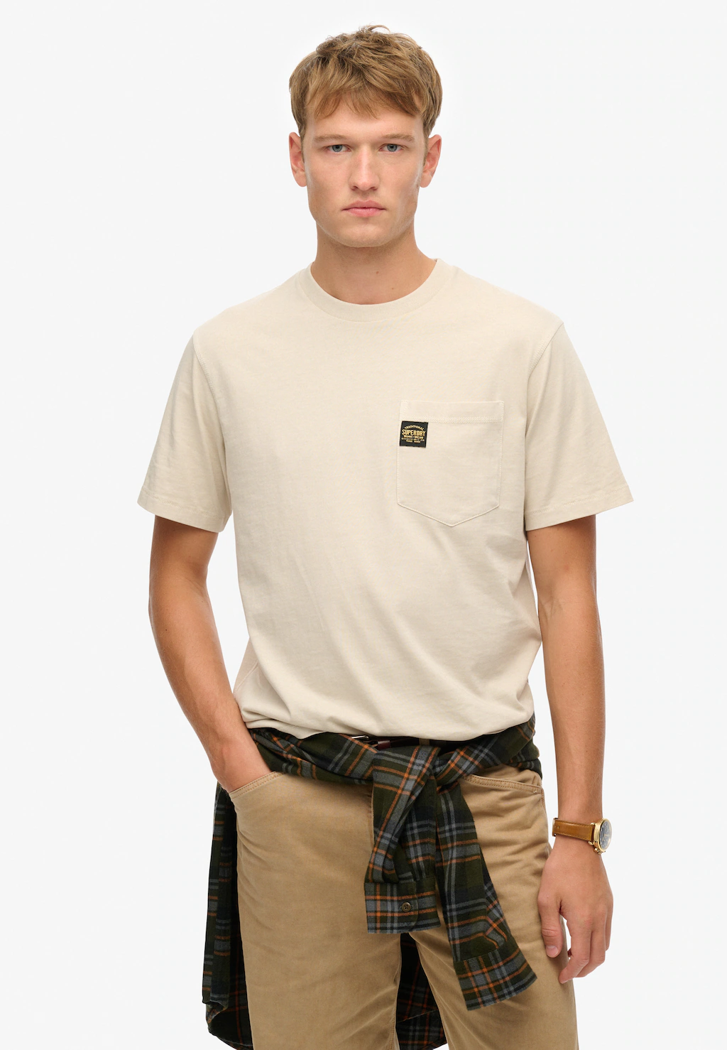 Superdry Rundhalsshirt "CONTRAST STITCH POCKET T-SHIRT" günstig online kaufen