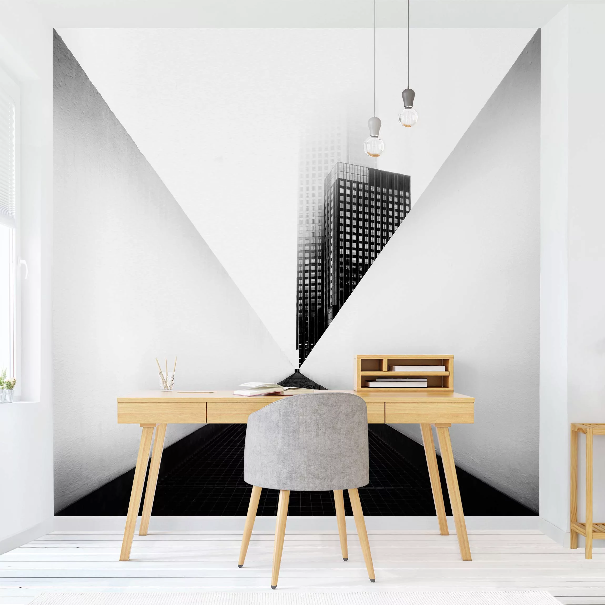 Fototapete Geometrische Architekturstudie Schwarz-Weiß günstig online kaufen