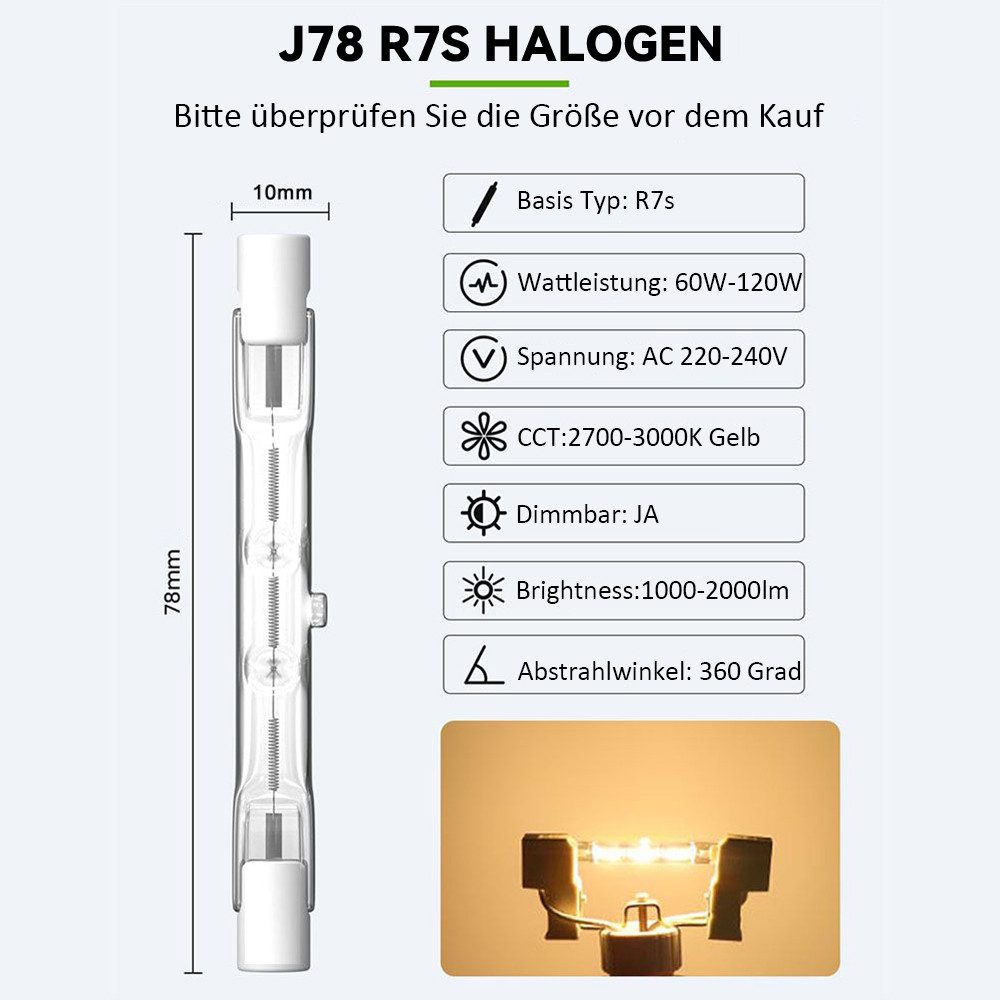 QUBEBU Flutlichtstrahler 1-8x R7s Lampe Tube günstig online kaufen