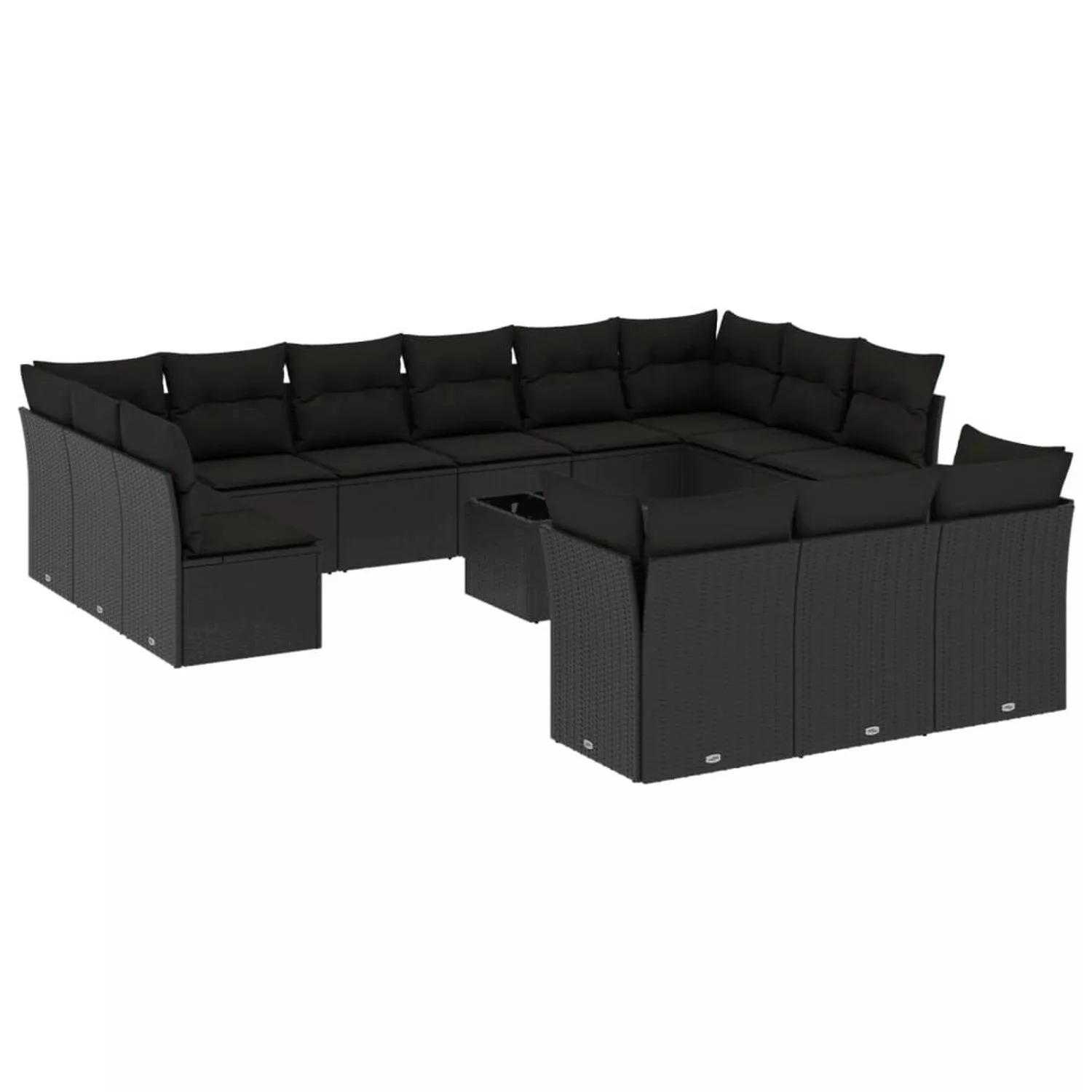 vidaXL 14-tlg Garten-Sofagarnitur mit Kissen Schwarz Poly Rattan Modell 9 günstig online kaufen