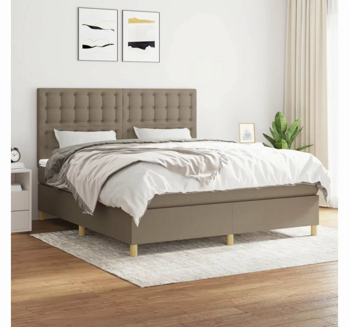 vidaXL Boxspringbett Boxspringbett mit Matratze Taupe 180x200 cm Stoff Bett günstig online kaufen