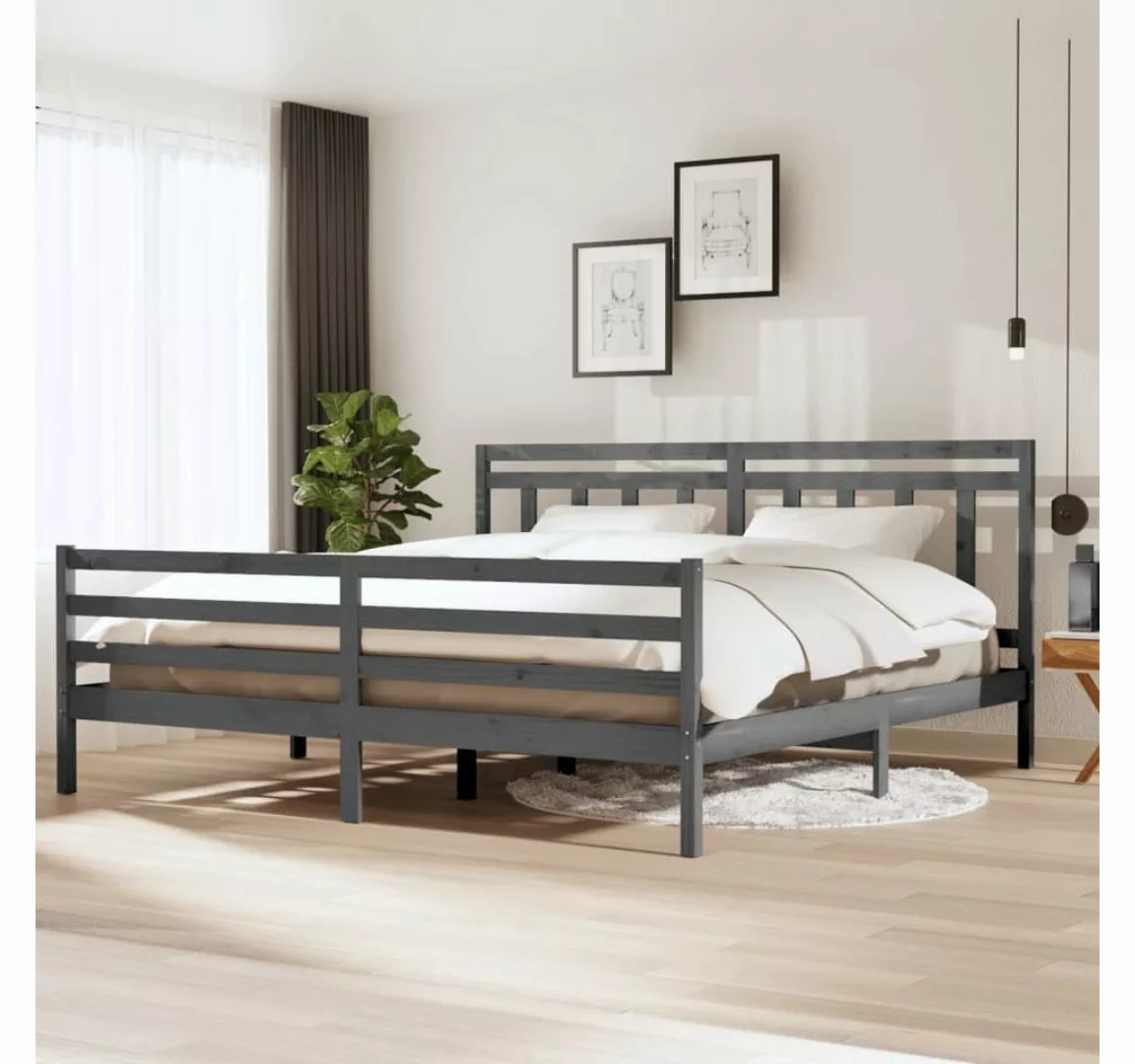 furnicato Bett Massivholzbett Grau 200x200 cm günstig online kaufen