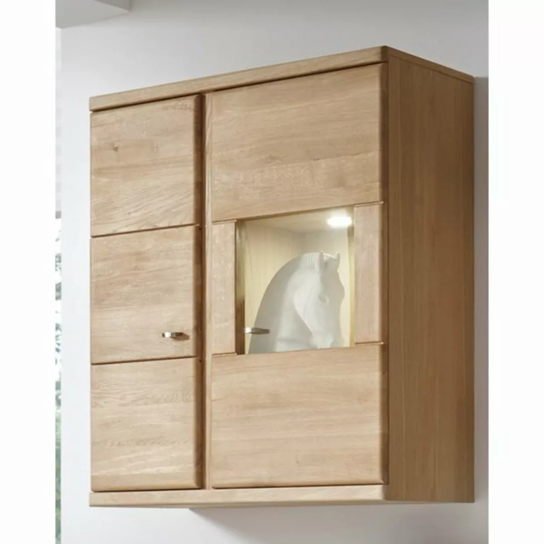 Wohnzimmermöbel Set TISNO-52 mit Glaseinsatz und Softclose in Wildeiche mas günstig online kaufen